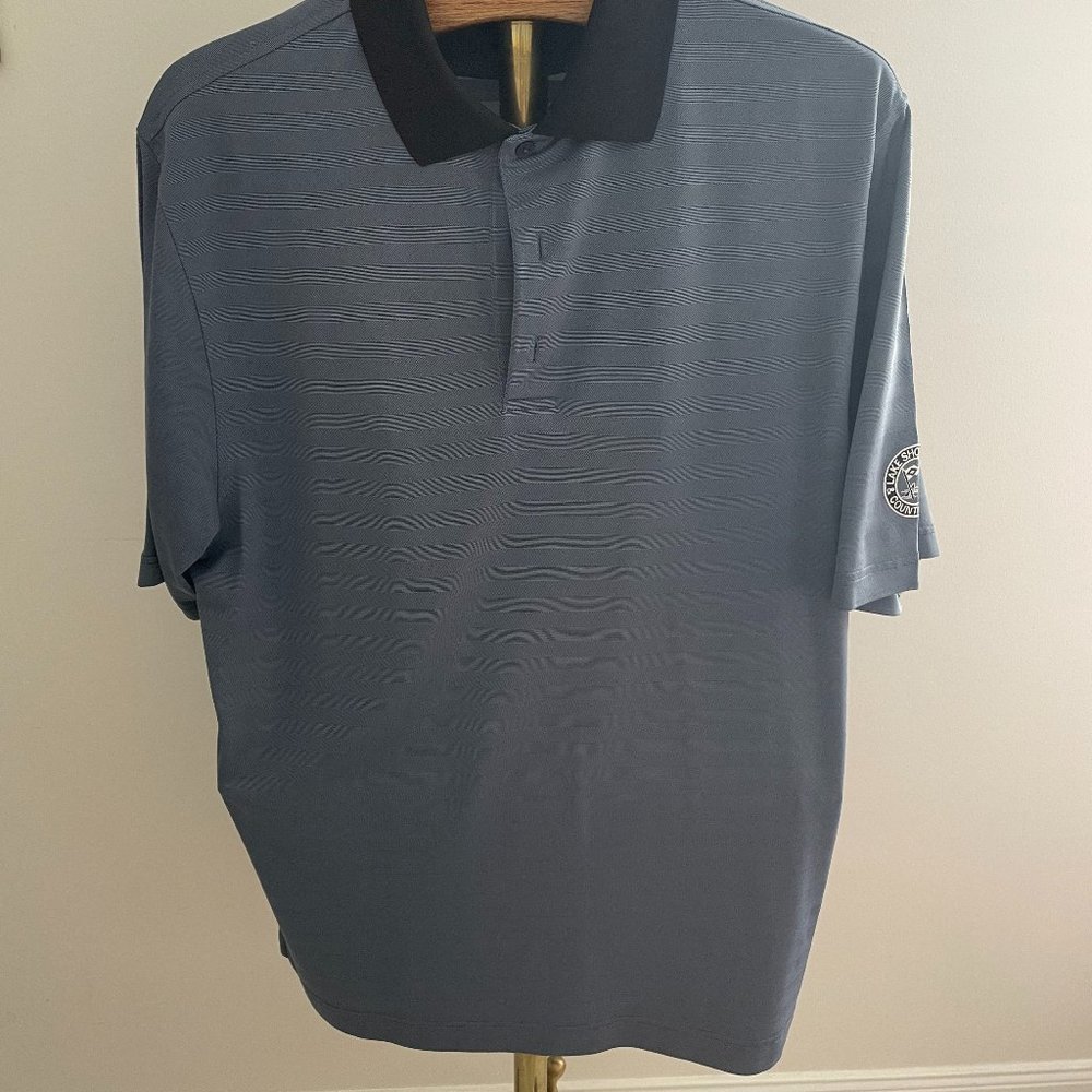 Mens Golf Shirt Footjoy XL Navy/White Stripe